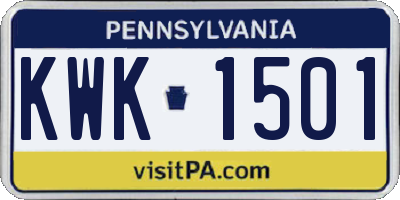 PA license plate KWK1501