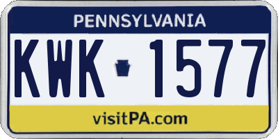 PA license plate KWK1577