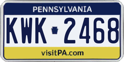 PA license plate KWK2468