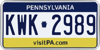 PA license plate KWK2989