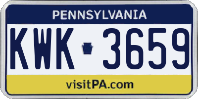 PA license plate KWK3659