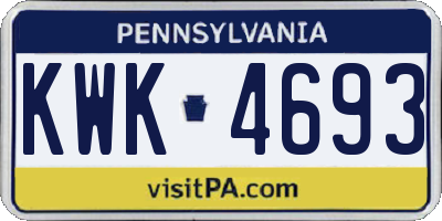 PA license plate KWK4693