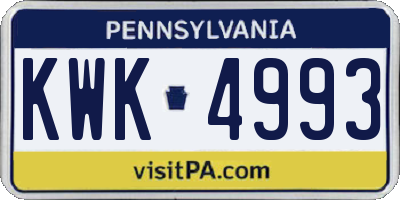 PA license plate KWK4993