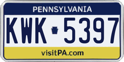 PA license plate KWK5397