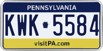 PA license plate KWK5584