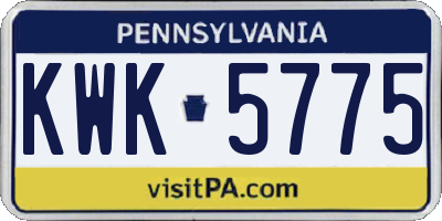 PA license plate KWK5775