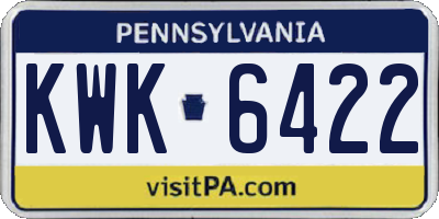 PA license plate KWK6422