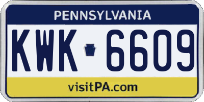PA license plate KWK6609
