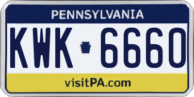 PA license plate KWK6660