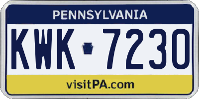 PA license plate KWK7230