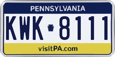 PA license plate KWK8111