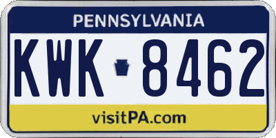 PA license plate KWK8462