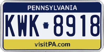 PA license plate KWK8918