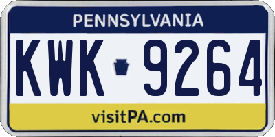 PA license plate KWK9264