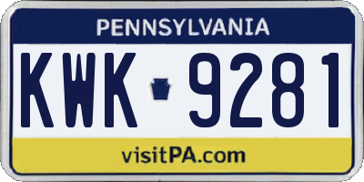 PA license plate KWK9281
