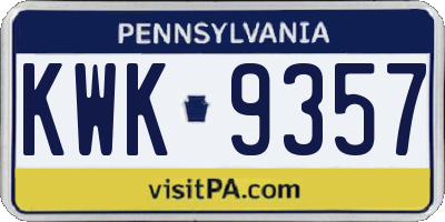 PA license plate KWK9357