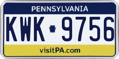 PA license plate KWK9756
