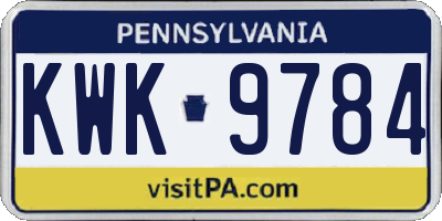 PA license plate KWK9784