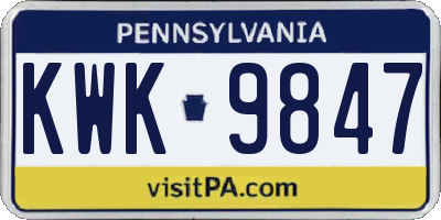 PA license plate KWK9847