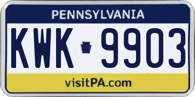 PA license plate KWK9903