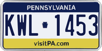 PA license plate KWL1453