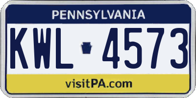 PA license plate KWL4573