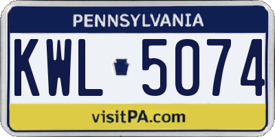 PA license plate KWL5074