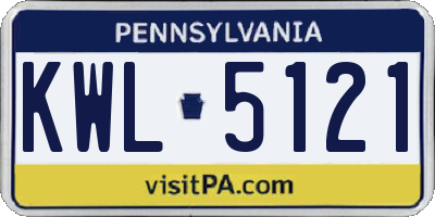 PA license plate KWL5121