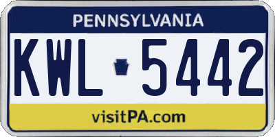 PA license plate KWL5442
