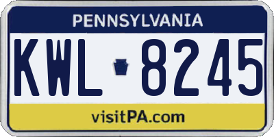 PA license plate KWL8245