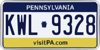 PA license plate KWL9328