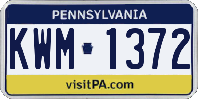 PA license plate KWM1372