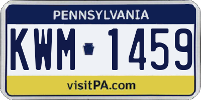 PA license plate KWM1459