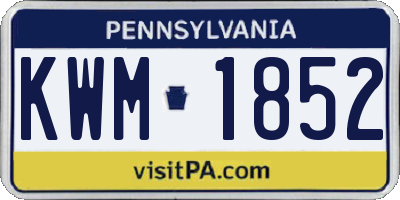 PA license plate KWM1852