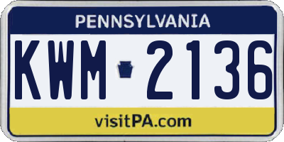 PA license plate KWM2136