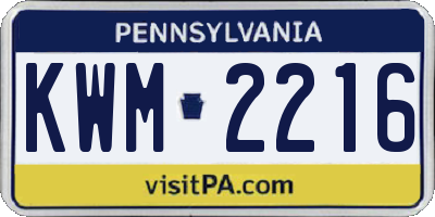 PA license plate KWM2216