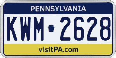 PA license plate KWM2628