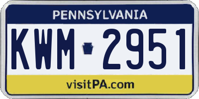 PA license plate KWM2951