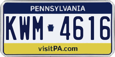 PA license plate KWM4616