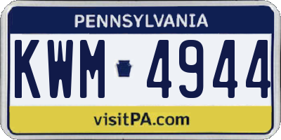 PA license plate KWM4944