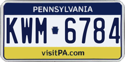 PA license plate KWM6784