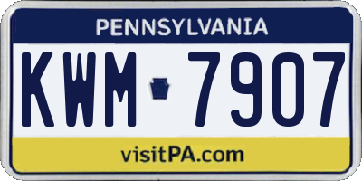 PA license plate KWM7907
