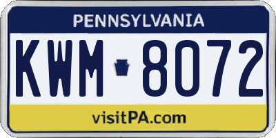 PA license plate KWM8072