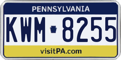 PA license plate KWM8255