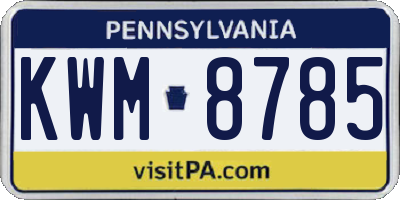 PA license plate KWM8785