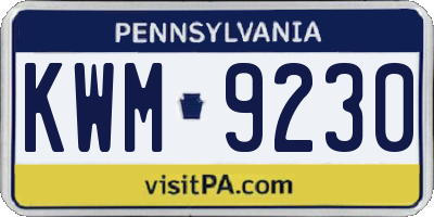 PA license plate KWM9230