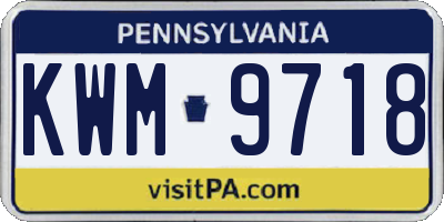 PA license plate KWM9718