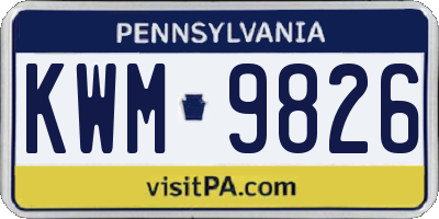 PA license plate KWM9826