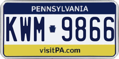 PA license plate KWM9866