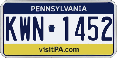 PA license plate KWN1452